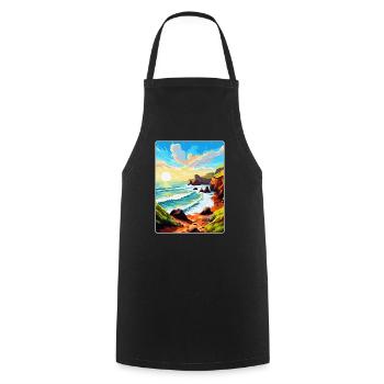 Hartland Quay Devon Vintage Travel Poster Souvenir - Cooking Apron - black - Front - AI Model Male 185 dark (185cm)