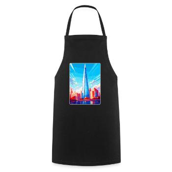The Shard England Uk Reiseposter Souvenir WPA - Kochschürze - Schwarz - Vorne - AI Model Male 185 dark (185cm)