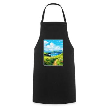 Isle Of Canna Schottland Großbritannien Reise Poster Souvenir - Kochschürze - Schwarz - Vorne - AI Model Male 185 dark (185cm)