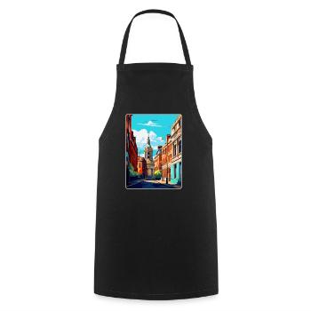 Leeds England Uk Vintage Travel Poster Souvenir - Cooking Apron - black - Front - AI Model Male 185 dark (185cm)