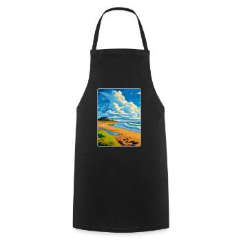 Northumberland Coast Anob Travel Poster Souvenir - Cooking Apron - black - Front - AI Model Male 185 dark (185cm)