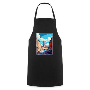 Exeter England Uk Vintage Travel Poster Souvenir - Cooking Apron - black - Front - AI Model Male 185 dark (185cm)
