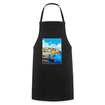 St Ives England Uk Vintage Reiseplakat Souvenir - Kochschürze - Schwarz - Vorne - AI Model Male 185 dark (185cm)