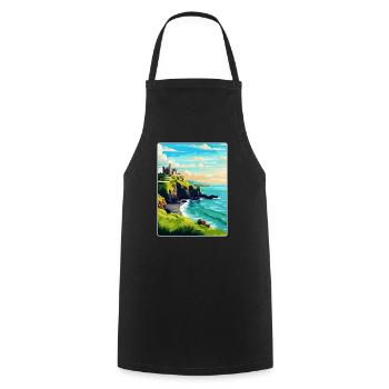 Dunluce Castle Ireland Uk Vintage Travel Poster - Cooking Apron - black - Front - AI Model Male 185 dark (185cm)