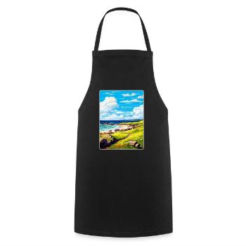 Isle Of Coll Schottland UK Vintage Reiseposter WPA - Kochschürze - Schwarz - Vorne - AI Model Male 185 dark (185cm)