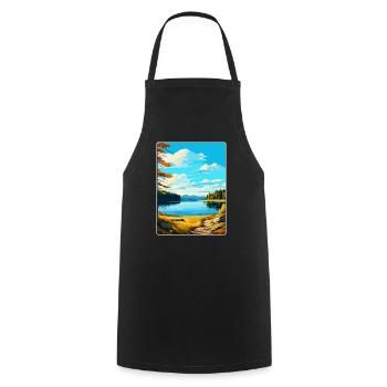 Kielder Water Forest Park England Uk Travel Poster - Cooking Apron - black - Front - AI Model Male 185 dark (185cm)