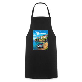 New Quay Wales Uk Vintage Travel Poster Souvenir - Cooking Apron - black - Front - AI Model Male 185 dark (185cm)