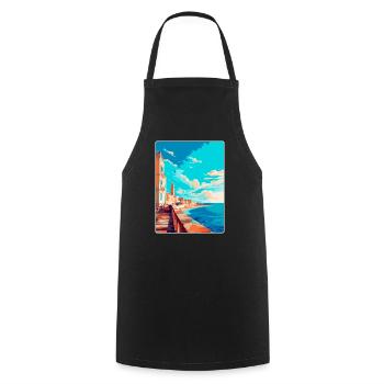Cadix Espagne Affiche de voyage vintage WPA Art Souvenir - Tablier de cuisine - noir - Devant - AI Model Male 185 dark (185cm)