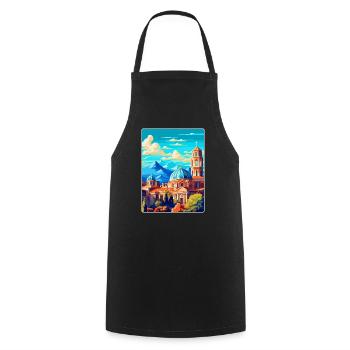 Sofia Bulgarien Vintage Reiseplakat Souvenir WPA - Kochschürze - Schwarz - Vorne - AI Model Male 185 dark (185cm)