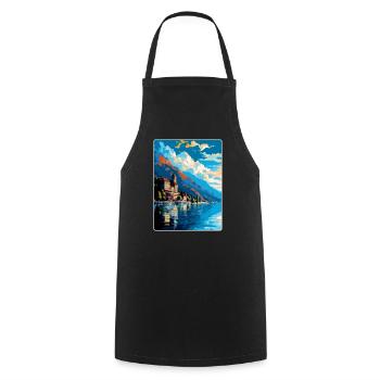 Montreux Schweiz Vintage Reiseplakat WPA Kunst - Kochschürze - Schwarz - Vorne - AI Model Male 185 dark (185cm)