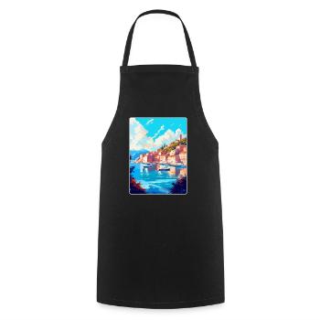 Hvar Kroatien Vintage Reiseposter WPA Souvenir - Kochschürze - Schwarz - Vorne - AI Model Male 185 dark (185cm)