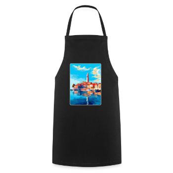 Vodice Kroatien Vintage Reiseplakat Souvenir WPA - Kochschürze - Schwarz - Vorne - AI Model Male 185 dark (185cm)