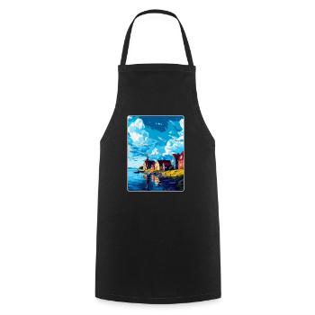 Trelleborg Suède Affiche de voyage vintage souvenir - Tablier de cuisine - noir - Devant - AI Model Male 185 dark (185cm)