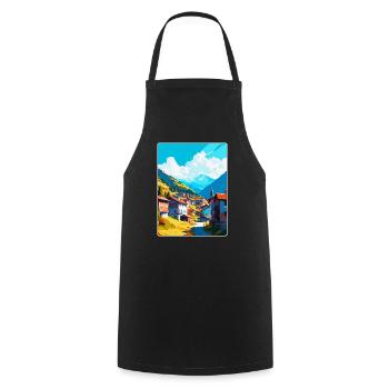 Artvin Türkei Vintage Reiseposter WPA Souvenir - Kochschürze - Schwarz - Vorne - AI Model Male 185 dark (185cm)