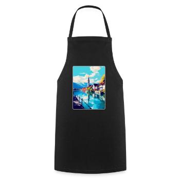 Thun Schweiz Vintage Reiseplakat Souvenir - Kochschürze - Schwarz - Vorne - AI Model Male 185 dark (185cm)
