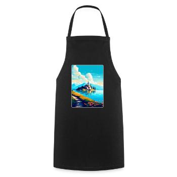 Visovac Kroatien Vintage Reiseplakat Souvenir WPA - Kochschürze - Schwarz - Vorne - AI Model Male 185 dark (185cm)