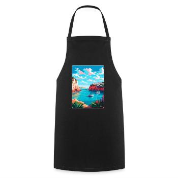 Minorque Espagne Affiche de voyage vintage WPA Souvenir - Tablier de cuisine - noir - Devant - AI Model Male 185 dark (185cm)