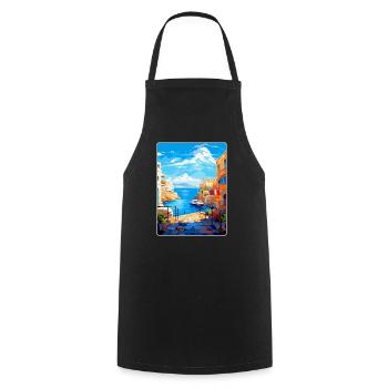 Héraklion Grèce Affiche de voyage vintage souvenir - Tablier de cuisine - noir - Devant - AI Model Male 185 dark (185cm)
