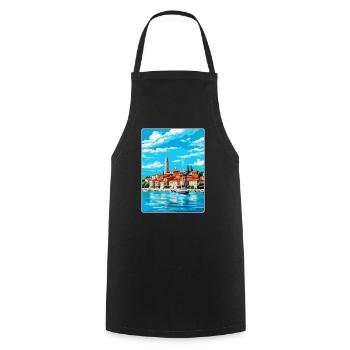 Koper Slowenien Vintage Reiseplakat Souvenir WPA - Kochschürze - Schwarz - Vorne - AI Model Male 185 dark (185cm)