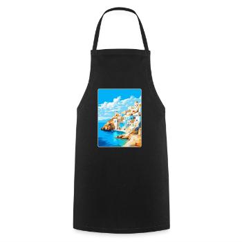 Karpathos Grèce Affiche de voyage vintage souvenir - Tablier de cuisine - noir - Devant - AI Model Male 185 dark (185cm)