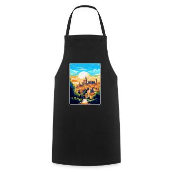 Toledo Spanien Vintage Reiseposter WPA Souvenir - Kochschürze - Schwarz - Vorne - AI Model Male 185 dark (185cm)