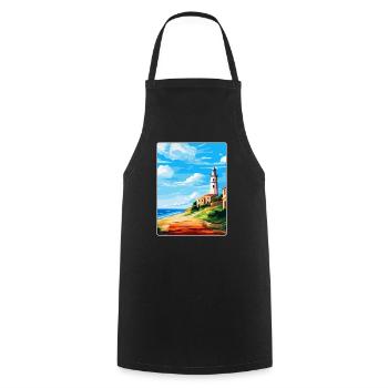 Faro Portugal Affiche de voyage vintage WPA Souvenir - Tablier de cuisine - noir - Devant - AI Model Male 185 dark (185cm)