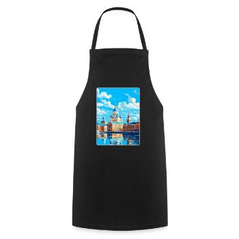 Helsinki Finnland Vintage Reiseplakat Souvenir - Kochschürze - Schwarz - Vorne - AI Model Male 185 dark (185cm)