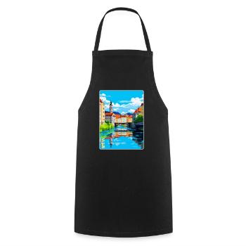 Ljubljana Slovenia Vintage Travel Poster Souvenir - Cooking Apron - black - Front - AI Model Male 185 dark (185cm)