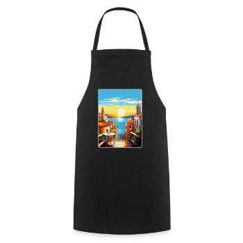 Malaga Espagne Affiche de voyage vintage WPA Souvenir - Tablier de cuisine - noir - Devant - AI Model Male 185 dark (185cm)