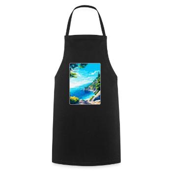 Brela Kroatien Vintage Reiseposter WPA Souvenir - Kochschürze - Schwarz - Vorne - AI Model Male 185 dark (185cm)