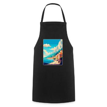 Makarska Kroatien Vintage Reiseplakat Souvenir - Kochschürze - Schwarz - Vorne - AI Model Male 185 dark (185cm)