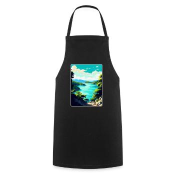 Mljet Kroatien Vintage Reiseposter WPA Souvenir - Kochschürze - Schwarz - Vorne - AI Model Male 185 dark (185cm)