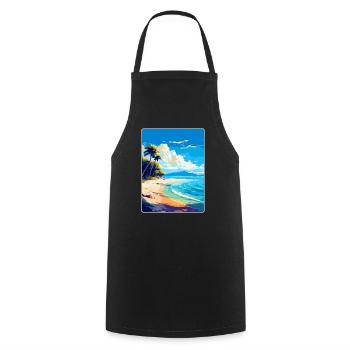 Strand Jakirusa Kroatien Vintage Reiseposter WPA - Kochschürze - Schwarz - Vorne - AI Model Male 185 dark (185cm)