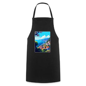 Funchal Portugal Vintage Reiseplakat Souvenir - Kochschürze - Schwarz - Vorne - AI Model Male 185 dark (185cm)