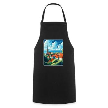 Visby Schweden Vintage Reiseposter WPA Souvenir - Kochschürze - Schwarz - Vorne - AI Model Male 185 dark (185cm)