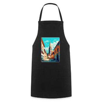 Osijek Kroatien Vintage Reiseplakat Souvenir WPA - Kochschürze - Schwarz - Vorne - AI Model Male 185 dark (185cm)