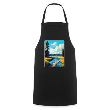 Bory Tucholskie Poland Vintage Travel Poster WPA - Cooking Apron - black - Front - AI Model Male 185 dark (185cm)