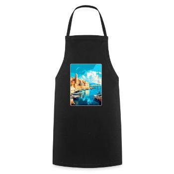 Héraklion Grèce Affiche de voyage vintage souvenir - Tablier de cuisine - noir - Devant - AI Model Male 185 dark (185cm)