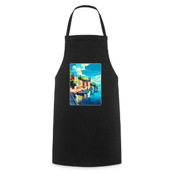 Cres Kroatien Vintage Reiseplakat WPA Souvenir - Kochschürze - Schwarz - Vorne - AI Model Male 185 dark (185cm)