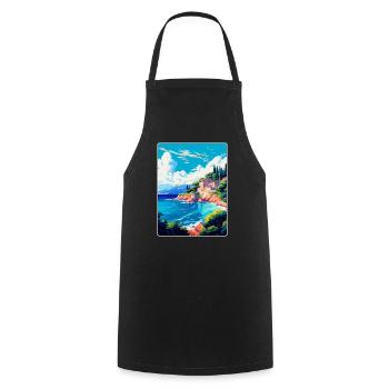 Punta Rata Kroatien Vintage Reiseplakat Souvenir - Kochschürze - Schwarz - Vorne - AI Model Male 185 dark (185cm)