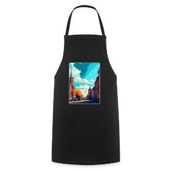Lodz Pologne Affiche de voyage vintage WPA Art Souvenir - Tablier de cuisine - noir - Devant - AI Model Male 185 dark (185cm)