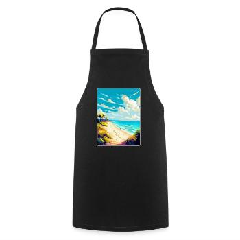 Strand Podrace Kroatien Vintage Reiseposter WPA - Kochschürze - Schwarz - Vorne - AI Model Male 185 dark (185cm)