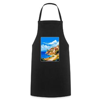 Péninsule de Mani Grèce Affiche de voyage vintage WPA - Tablier de cuisine - noir - Devant - AI Model Male 185 dark (185cm)