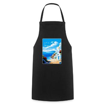 Milos Grèce Vintage Affiche de voyage WPA Souvenir - Tablier de cuisine - noir - Devant - AI Model Male 185 dark (185cm)