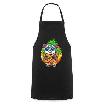 Lustige Panda Cartoon Sommer Strand Sonnenbrille Gitarre - Kochschürze - Schwarz - Vorne - AI Model Male 185 dark (185cm)
