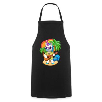 Lustige Einhorn Cartoon Sommer Strand Sonnenbrille - Kochschürze - Schwarz - Vorne - AI Model Male 185 dark (185cm)