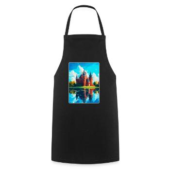 De Haar Castle Netherlands Vintage Travel Poster - Cooking Apron - black - Front - AI Model Male 185 dark (185cm)