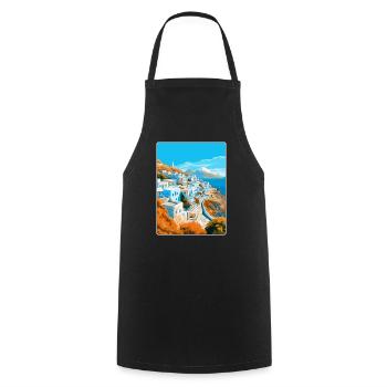 Ios Greece Vintage Travel Poster Souvenir Souvenir - Cooking Apron - black - Front - AI Model Male 185 dark (185cm)