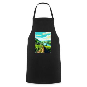 Affiche de voyage vintage de la vallée de la Moselle en Allemagne WPA - Tablier de cuisine - noir - Devant - AI Model Male 185 dark (185cm)