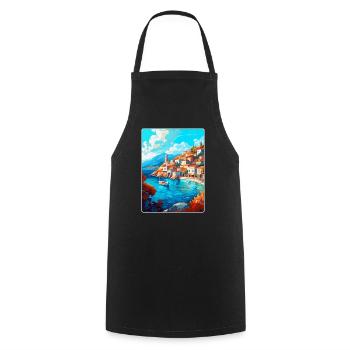 Hydra Greece Vintage Travel Poster WPA Souvenir - Cooking Apron - black - Front - AI Model Male 185 dark (185cm)